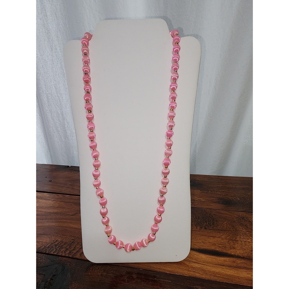 Vintage Silk Thread Wrapped beads pink and gold
